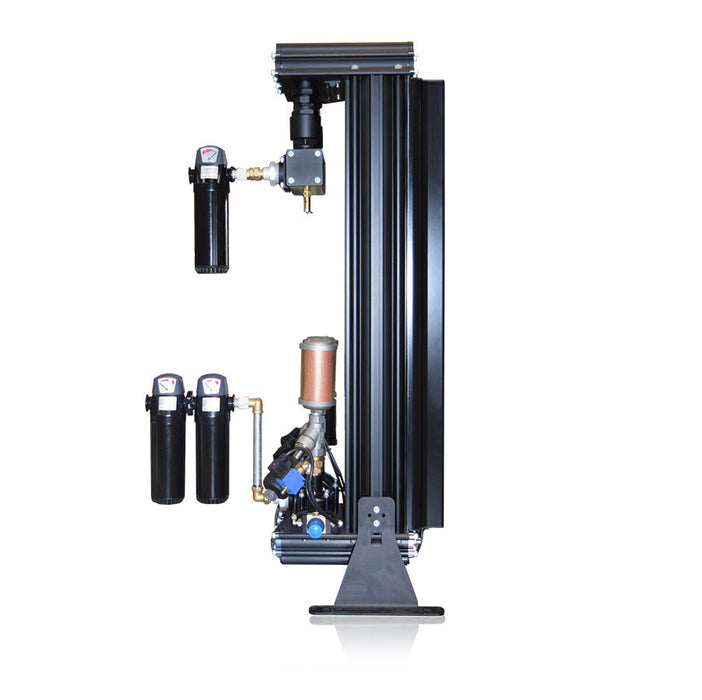 EMAX Regenerative Desiccant Air Dryer model shown with air filters and control system components from a side angle
