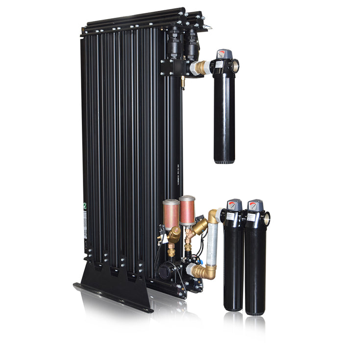 Complete setup view of EMAX Regenerative Desiccant Air Dryer model showing all components including filters and control valves