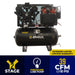 Front view of EMAX E450 G Honda GX gas powered truck mount stationary air compressor with pressure lube pump and compact 30 gallon tank