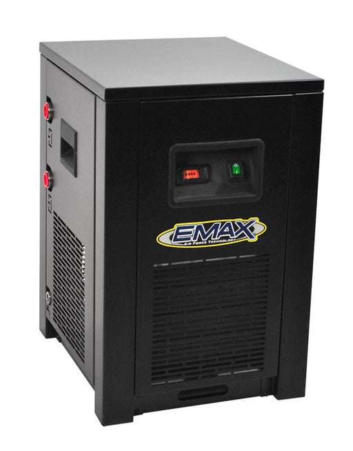 Front view of Airbase by Emax 30CFM 115V Refrigerated Air Dryer, model EDRCF1150030, with visible control switches and Emax branding.