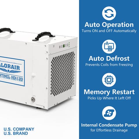 AlorAir commercial dehumidifier HDi120 Key features