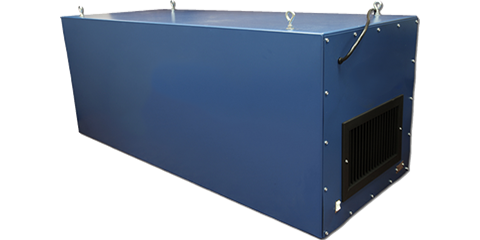  Front view of the BSE AIRMAX CARBON Industrial Fume Extraction and Dust Collection Air Cleaner with a visible vent and blue casing.