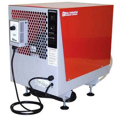 EBac CD60 commercial dehumidifier with red and grey housing, control panel visible, on a white background.