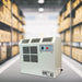 The EBac WM80-D Industrial Dehumidifier, capable of 62 PPD and 360 CFM, is displayed in a warehouse setting, emphasizing its utility in commercial environments