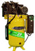 Front view of EMAX E550 Series 10 HP Air Compressor, showcasing the entire unit including the yellow tank, cooling system, and digital display control panel.