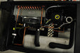 Top-down internal view of the EMAX EDRCF1150115 air dryer, displaying the copper piping, refrigerant tank, and compressor unit.
