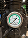 Close-up of the oil pressure gauge on the EMAX E450-GR 14hp gas driven air compressor