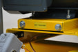 Close-up of the belt tensioner label on the EMAX 25HP 3 Cylinder Horizontal Piston Air Compressor