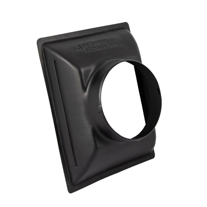 Molded inlet and outlet manifold from Abatement Technologies designed for attaching 12 inch diameter flexible duct to compatible air scrubbers and ventilation equipment