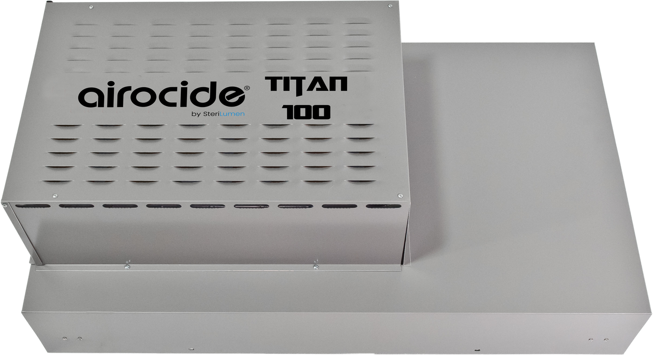 Flatlay of Airocide HD-TITAN 100 Air Purifier on white background.