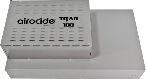 Flatlay of Airocide HD-TITAN 100 Air Purifier on white background.