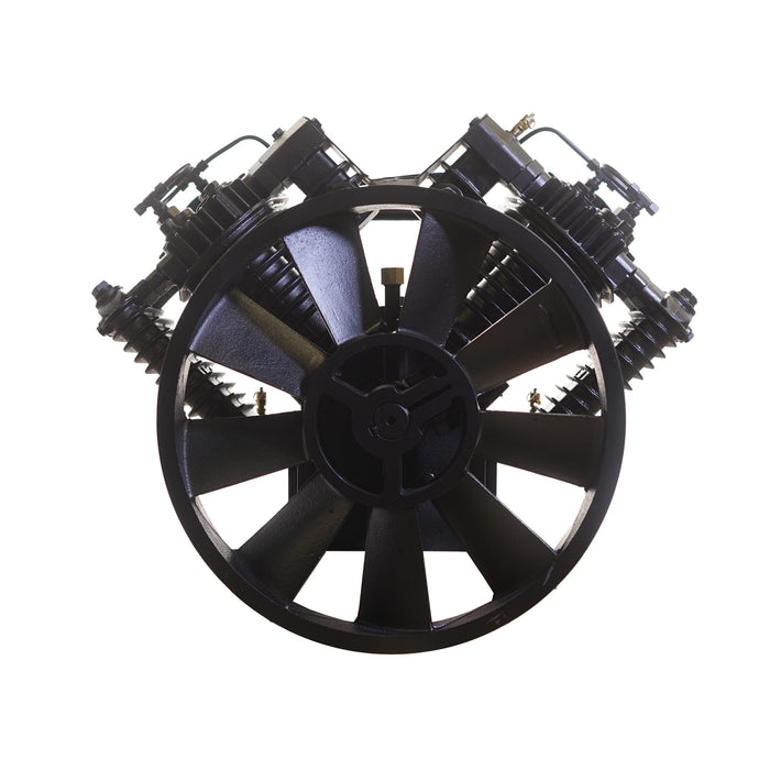 APP4V1043TP EMAX two stage pressure lubricated reciprocating bare compressor pump with heavy duty flywheel industrial design and balanced belt driven operation