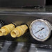 Air outlets and pressure gauge detail on EMAX E450 G 3 in 1 truck mount air compressor