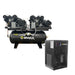 Angled view of EMAX E450 SD silent air duplex horizontal air compressor and dryer package