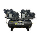 EMAX E450 SD Silent Air duplex compressor showing dual pump layout on 120 gallon horizontal tank