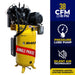 Silent air industrial piston air compressor E450-S series delivering 38 CFM at 100 PSI with pressure lube pump and vertical tank
