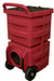 Rear view of Red Novatek Novair 1000 Negative Air Machine with visible air outlet, sturdy wheels for portability, and durable casing for harsh conditions