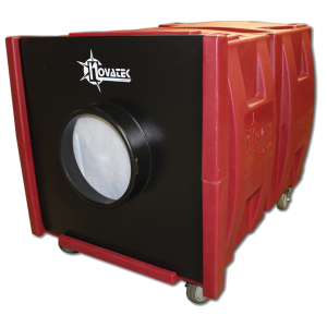 Novatek Novair 2000 Negative Air Machine, a portable air scrubber with a black circular air outlet, designed for high-efficiency air filtration on construction sites and other work areas