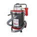 Front view of Novatek 15 Gallon Pneumatic & Electric Hepa Floor Vacuum model VA15AHFL with red levers and attached flexible hose.